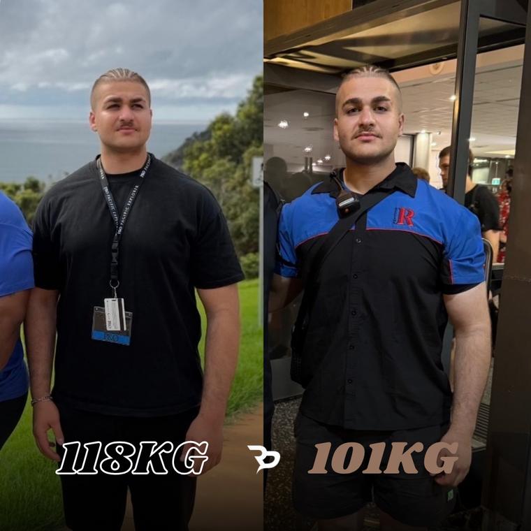 Client Jimmy before and after coaching, 118kg to 101kg